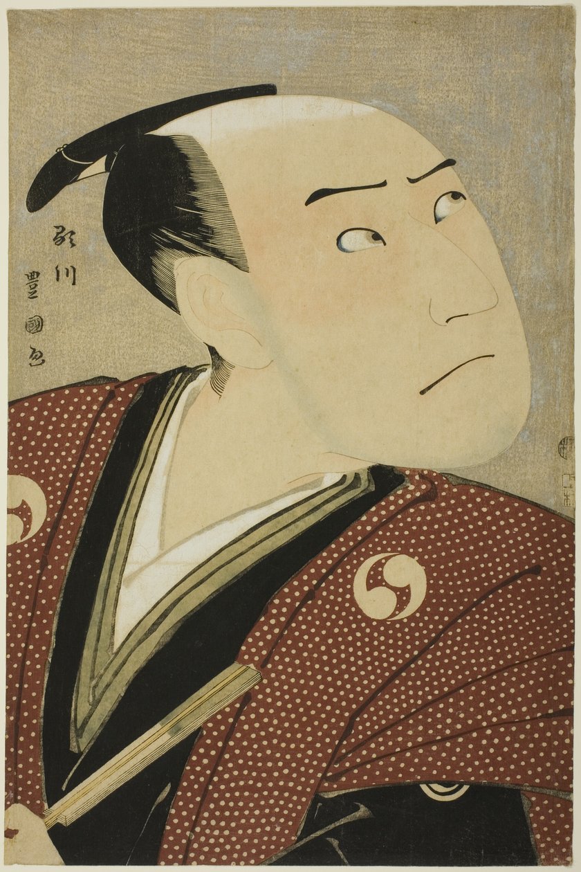 A színész, Sawamura Sojuro III Oboshi Yuranosuke szerepében az "Edo no Hana Ako no Shiogama" című darabban, amelyet a Kiri Színházban mutattak be 1796 negyedik hónapjában. alkotó: Utagawa Toyokuni I
