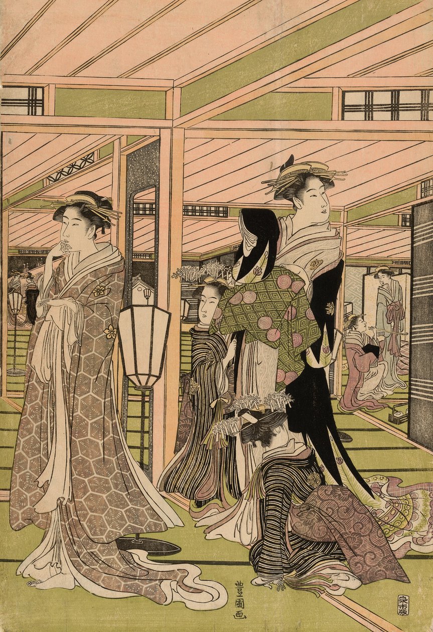 Egy bordély szalonja a szórakozóhelyen alkotó: Utagawa Toyokuni I