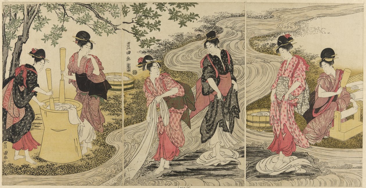 Mosóruha patakban alkotó: Utagawa Toyokuni I