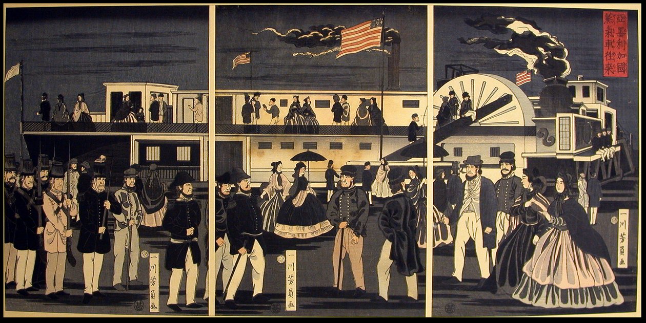 Amerikai gőzvonat utazás alkotó: Utagawa Yoshikazu