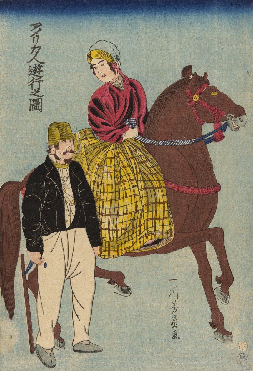 Amerikaiak kiránduláson alkotó: Utagawa Yoshikazu