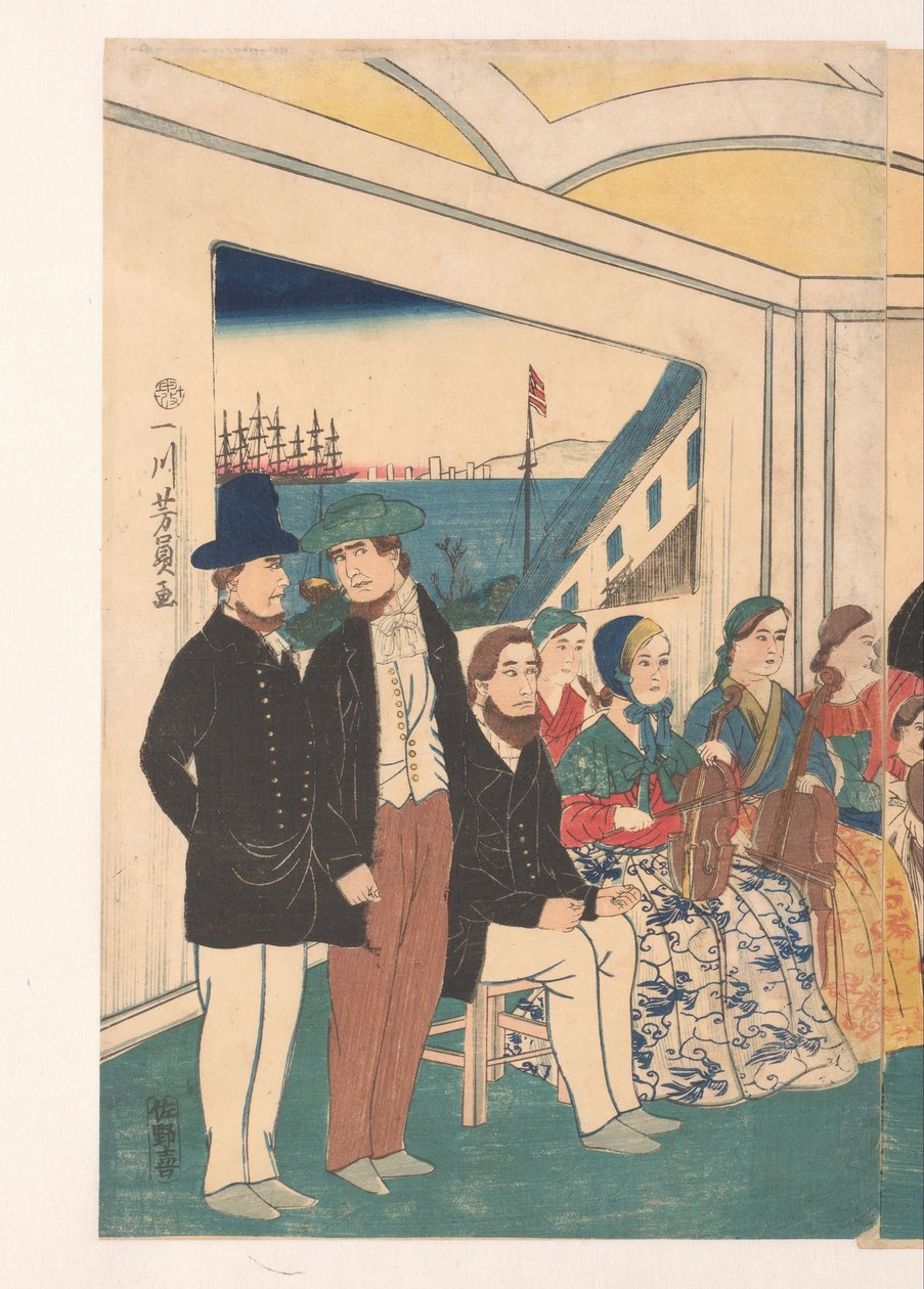 A külföldiek egy banketten szórakoznak alkotó: Utagawa Yoshikazu