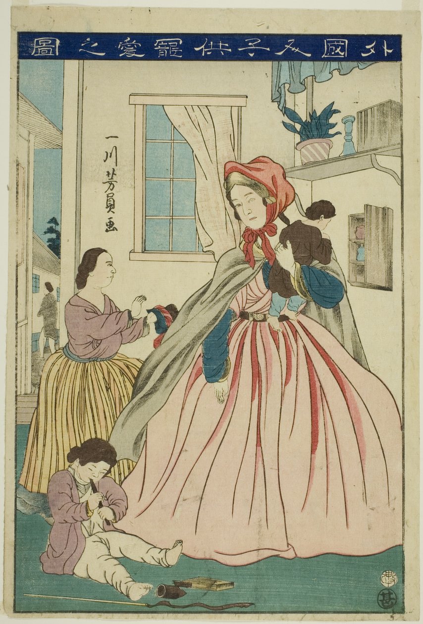 Például g value r Karing for r to r area LD Ren (Kép a szerelemről idegen gyerekektől) alkotó: Utagawa Yoshikazu