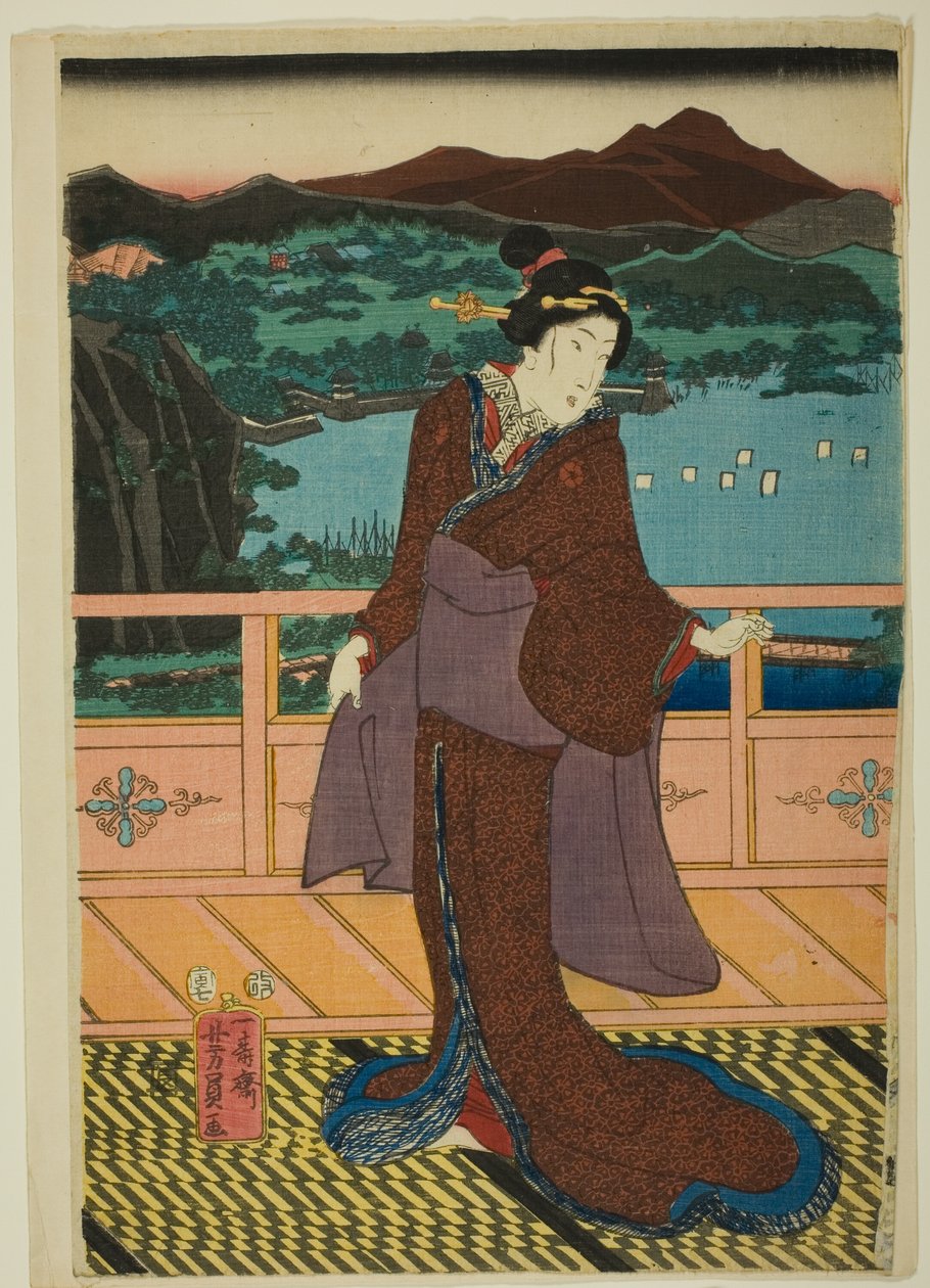 A Biwa-tó nyolc kilátása esténként (Omi Hakkei Moku) alkotó: Utagawa Yoshikazu