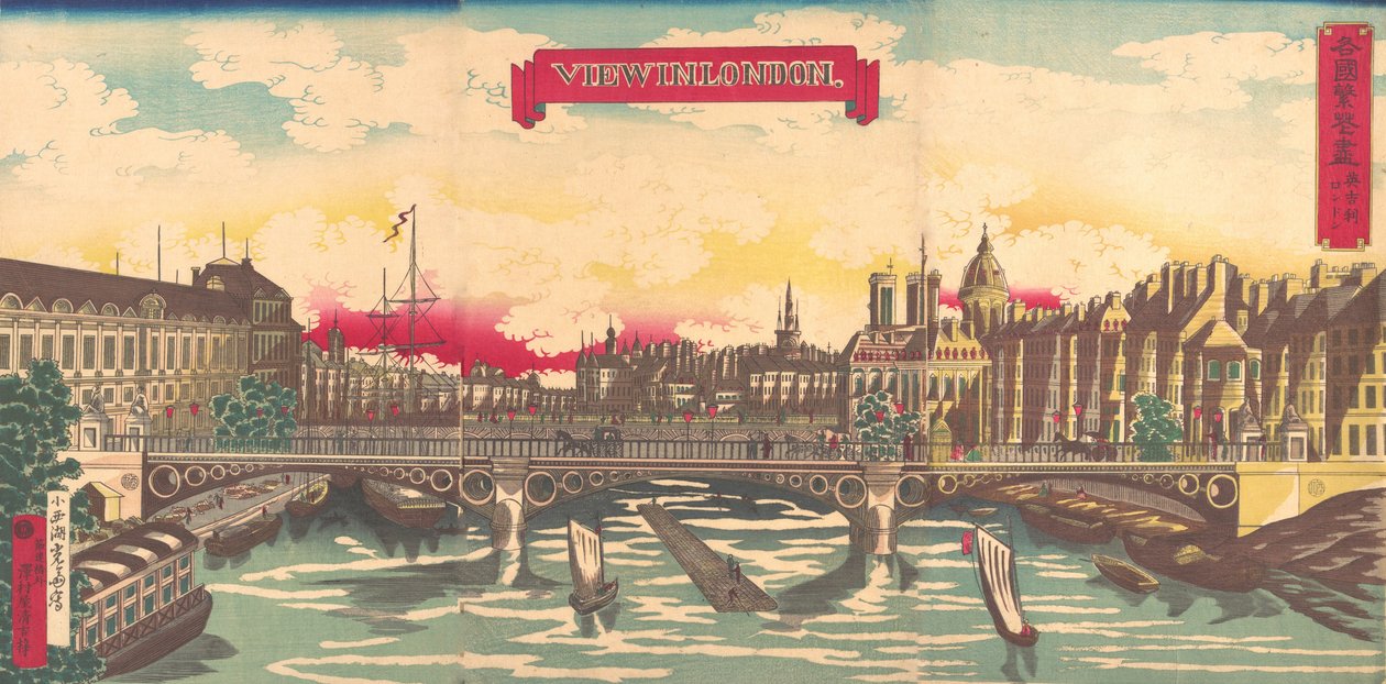 Nézet Londonban, az országok jóléte: London, Anglia, 1872. szeptember. alkotó: Utagawa Yoshimori