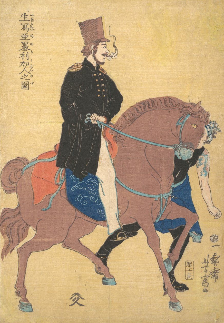 Életből rajzolt amerikai, 1861, 2. hónap. alkotó: Utagawa Yoshitomi