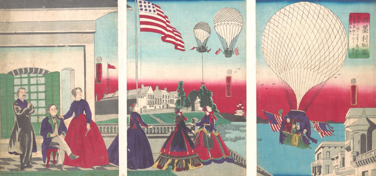 American Balloon Ascension Amerikakoku, 1867. alkotó: Utagawa Yoshitora