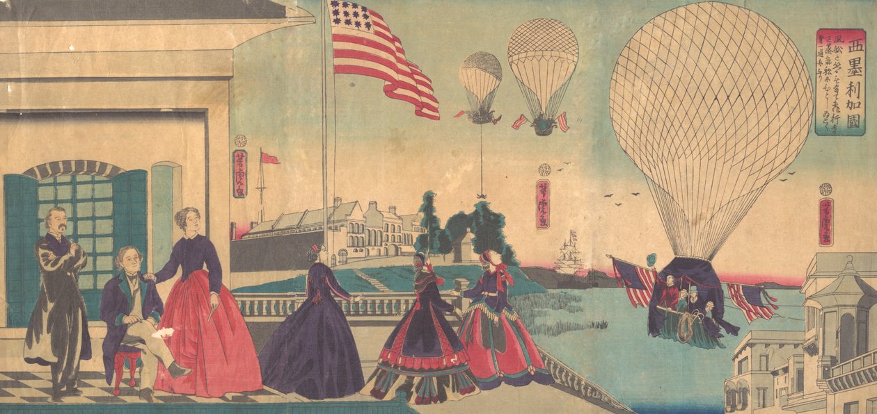 American Balloon Ascension Amerikakoku, 6. hónap, 1867. alkotó: Utagawa Yoshitora