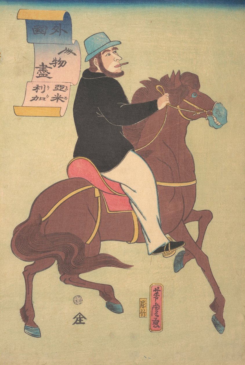 American Horseman, 1. hónap, 1861. alkotó: Utagawa Yoshitora