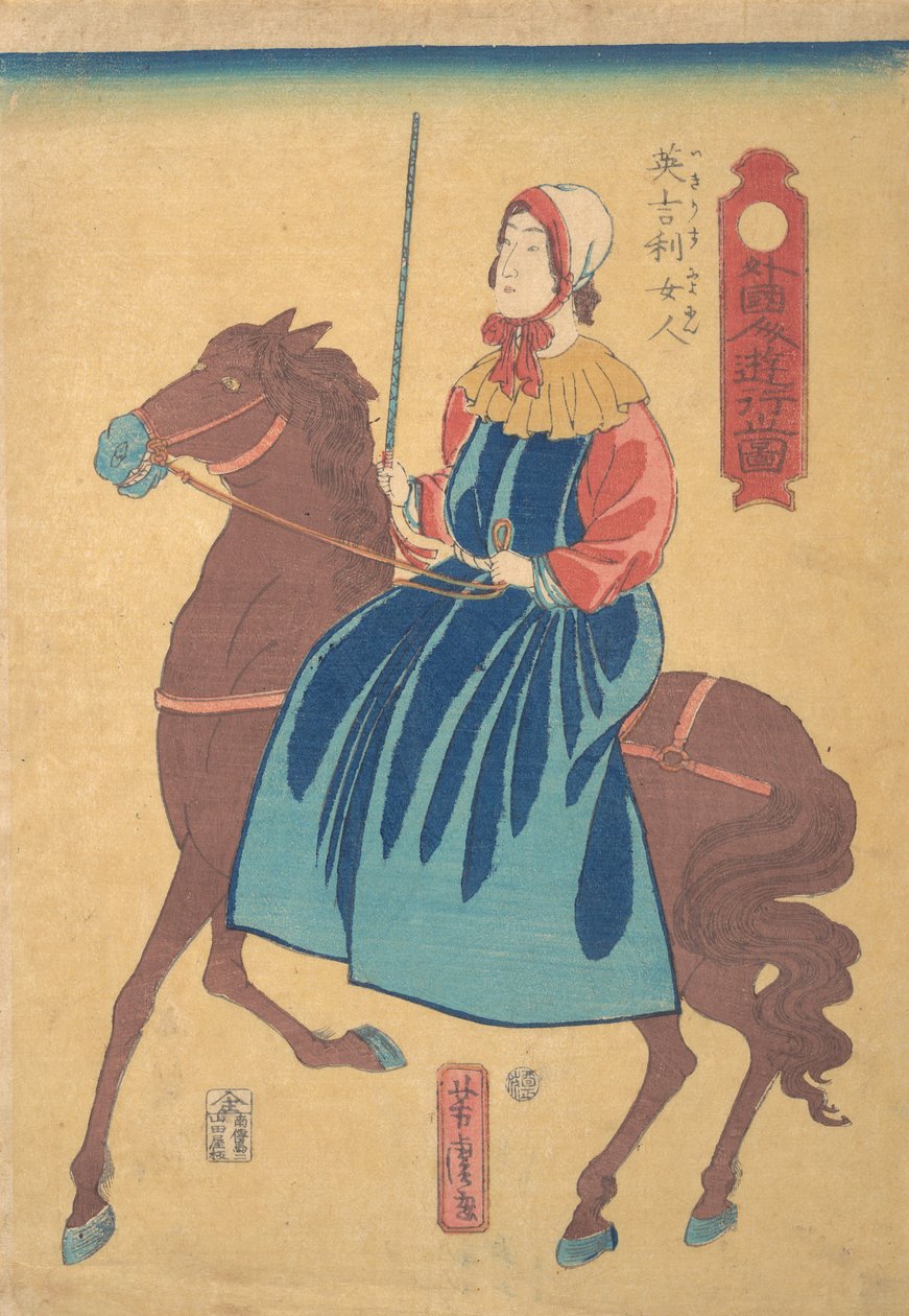 Angol nő lóháton, 1. hónap, 1861. alkotó: Utagawa Yoshitora