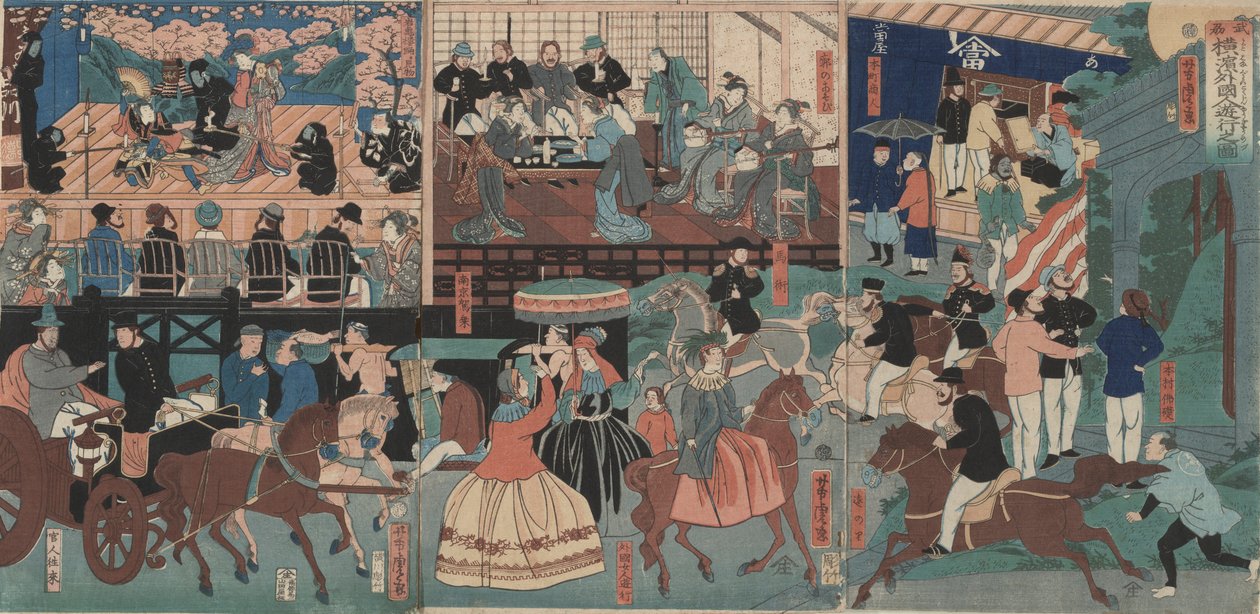 Külföldiek Yokohamában alkotó: Utagawa Yoshitora