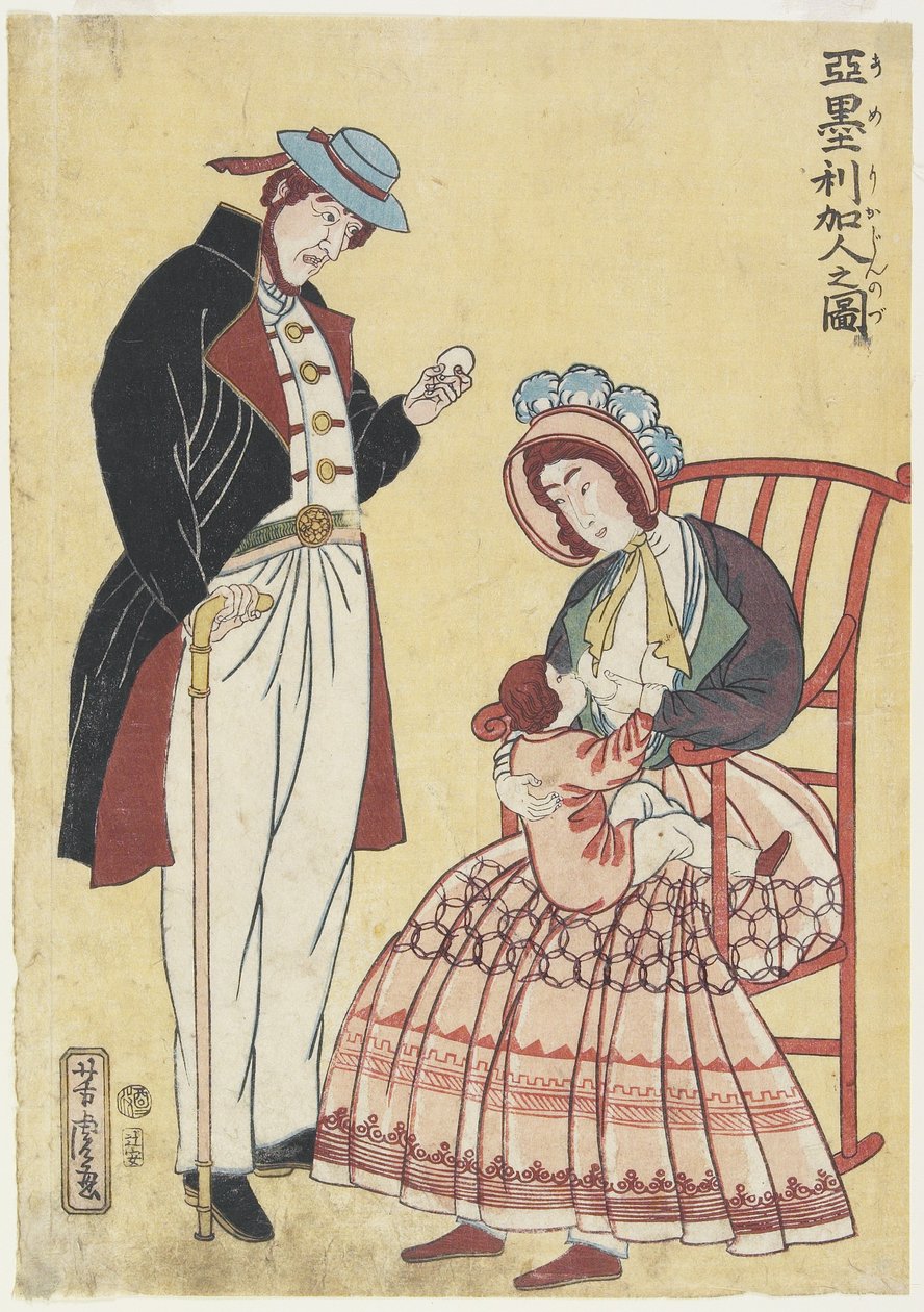 Egy amerikai család portréja alkotó: Utagawa Yoshitora