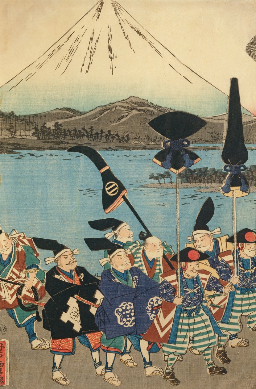 A Daimyo kísérete a Fuji-hegy előtt alkotó: Utagawa Yoshitora