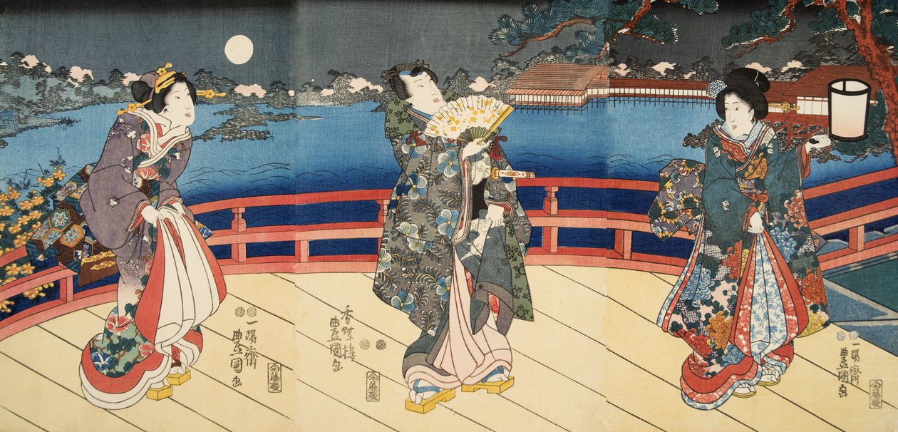 Jelenet a Genji monogatari-ból (Genji meséje), Murasaki Shibuku (sz. 978) c. 1860 (színes fatömbnyomat) alkotó: Utagawa and Toyokuni Kuniyoshi
