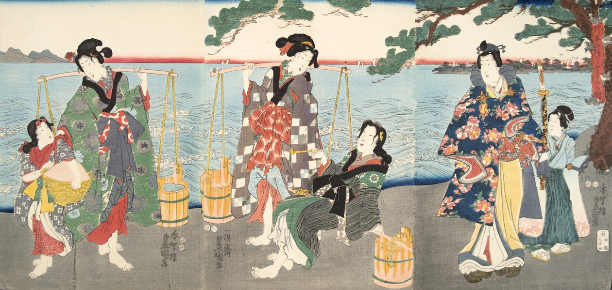 Jelenet a Genji monogatari-ból (Genji meséje), Murasaki Shibuku (sz. 978) c. 1860 (színes fatömbnyomat) alkotó: Utagawa and Toyokuni Kuniyoshi