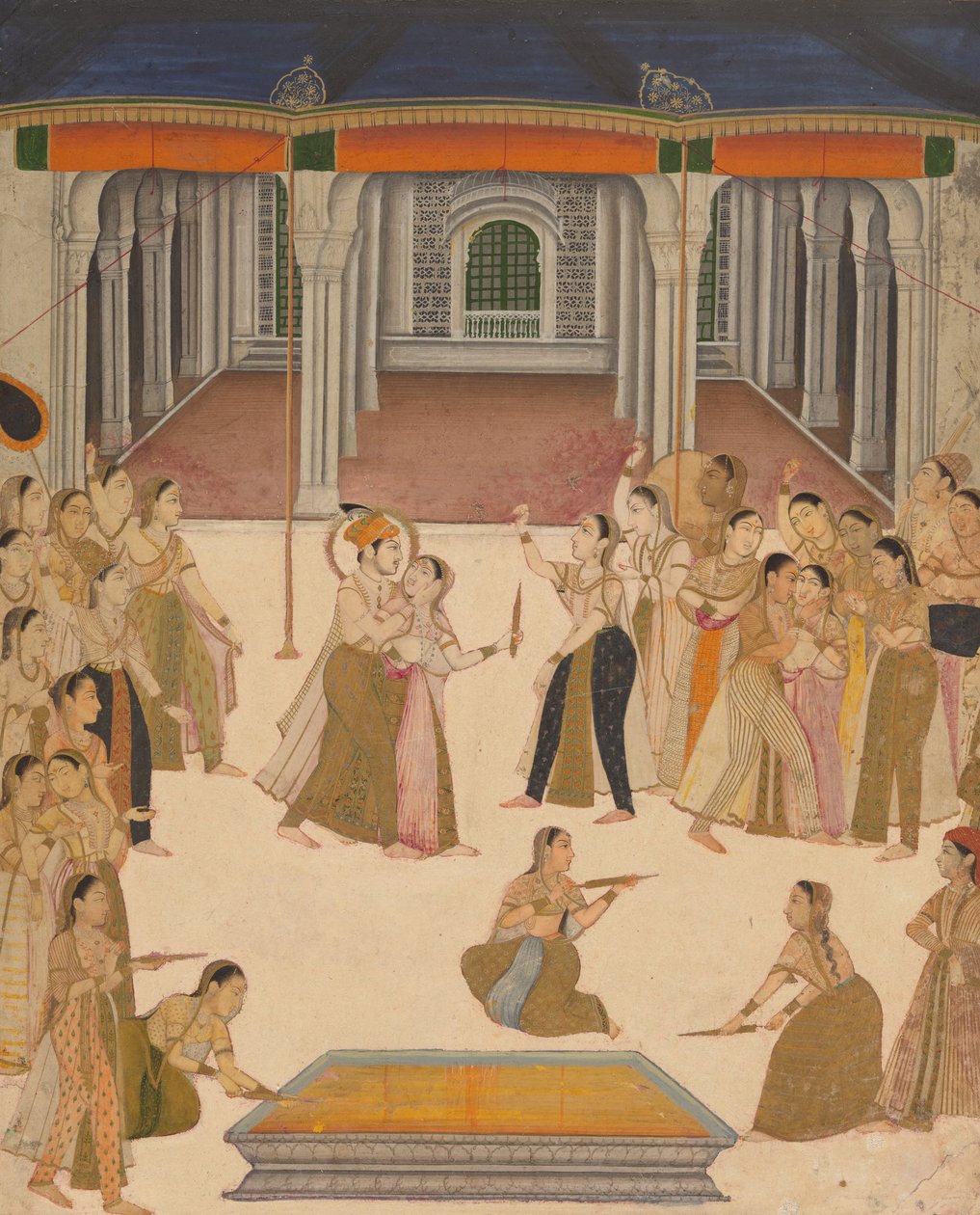 Jahangir császár a zenai hölgyekkel ünnepli a Holi fesztivált alkotó: Uttar Pradesh Lucknow