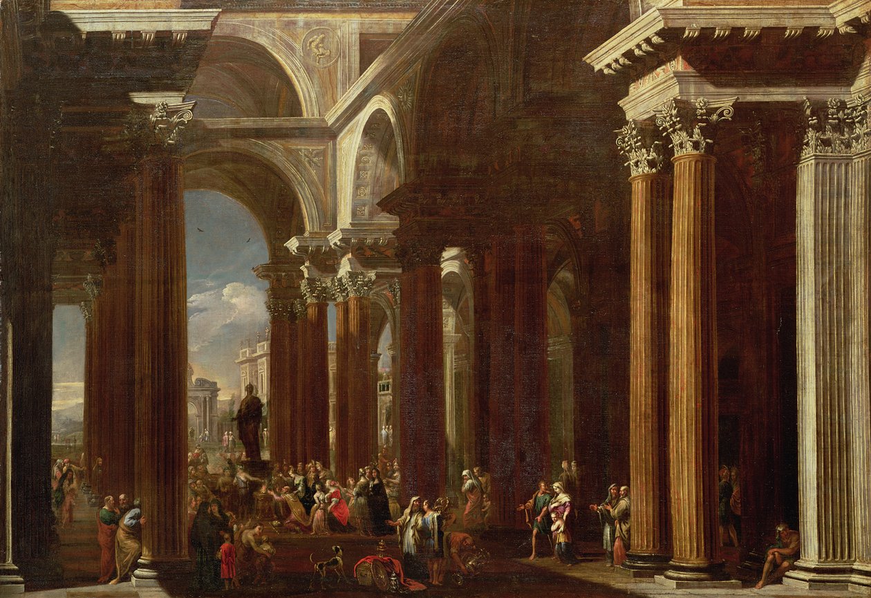 Építészeti capriccio egy római áldozattal alkotó: V. and Gargiulo, D. Codazzi
