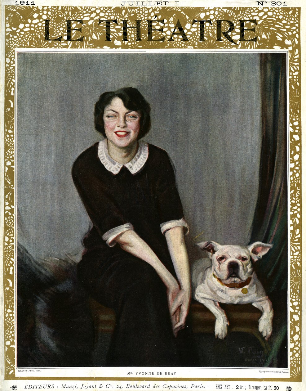 Yvonne De Bray, portré kutyával alkotó: V. (after) Puig