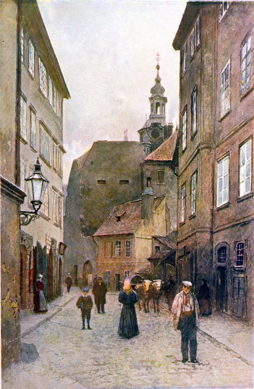 Kozna Ulicka, Prága, illusztráció a "Stara Praha (Old Prága)"-ból, 1895 alkotó: Vaclav Jansa