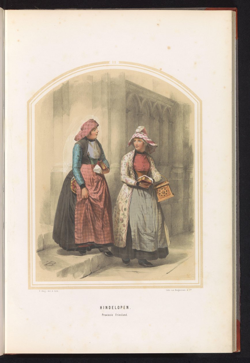 Hindeloopen hagyományos viselete Frieslandban, 1857 Akadály. Friesland tartomány / II (cím a tárgyon) alkotó: Valentijn Bing
