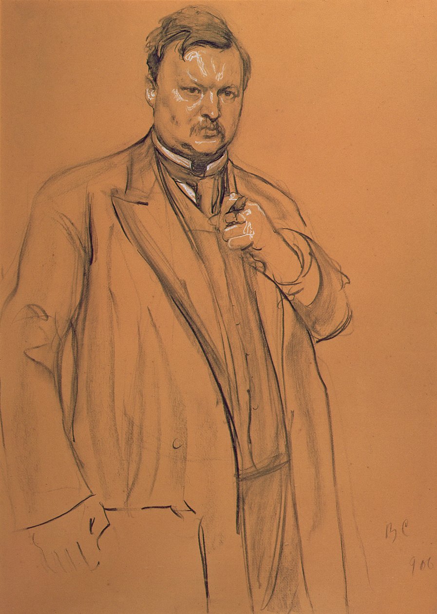 Alekandr Konsztantyinovics Glazunov (1865-1936) zeneszerző portréja, 1906 (kréta és szén papíron) alkotó: Valentin Aleksandrovich Serov