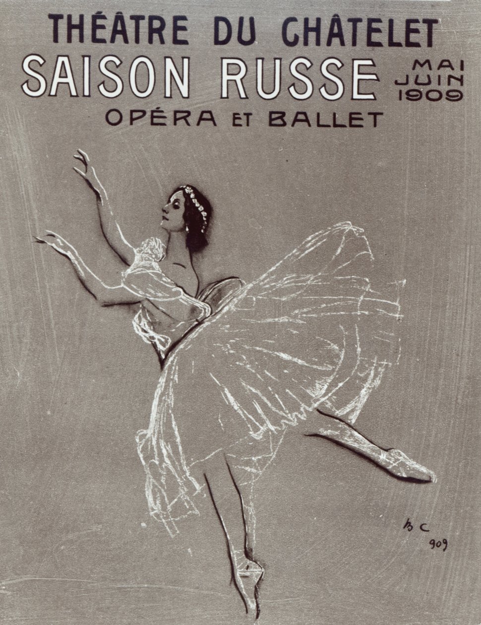 A Theatre du Chatelet "Saison Russe" plakátja, 1909 (szén és kréta, papír) alkotó: Valentin Aleksandrovich Serov