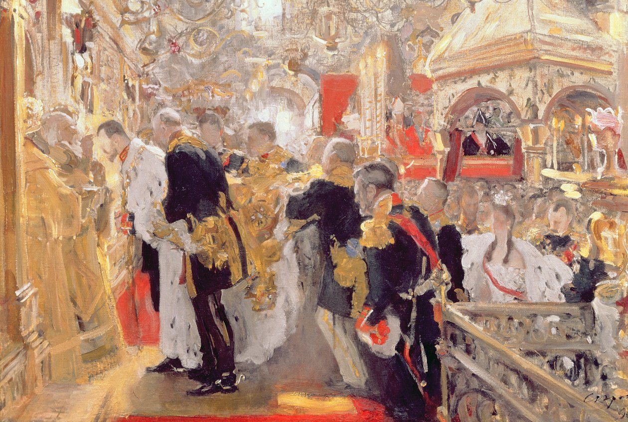 Miklós császár (1868-1918) megkoronázása a Nagyboldogasszony-székesegyházban, 1896 alkotó: Valentin Aleksandrovich Serov