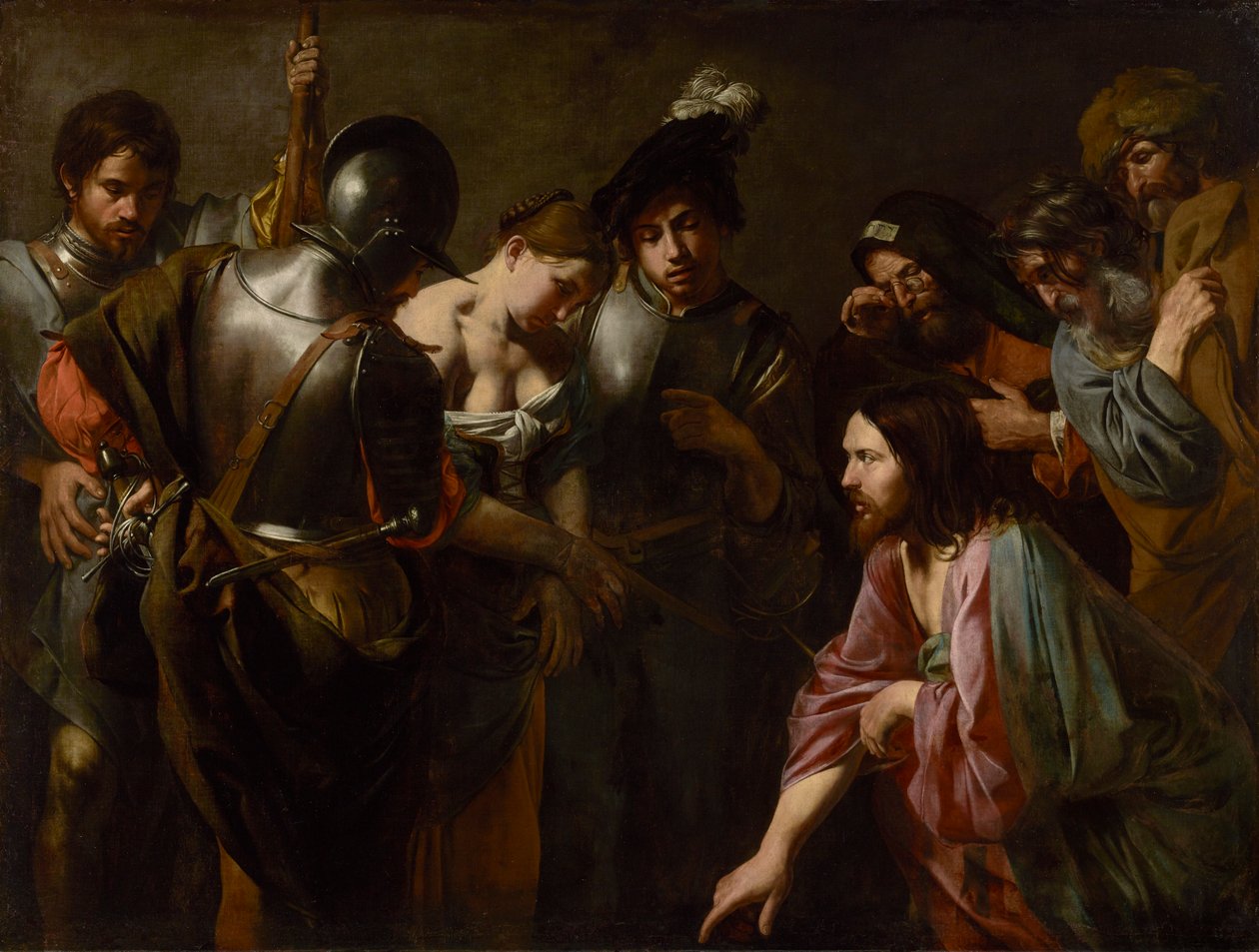 Krisztus és a házasságtörőnő, 1620 körül alkotó: Valentin de Boulogne