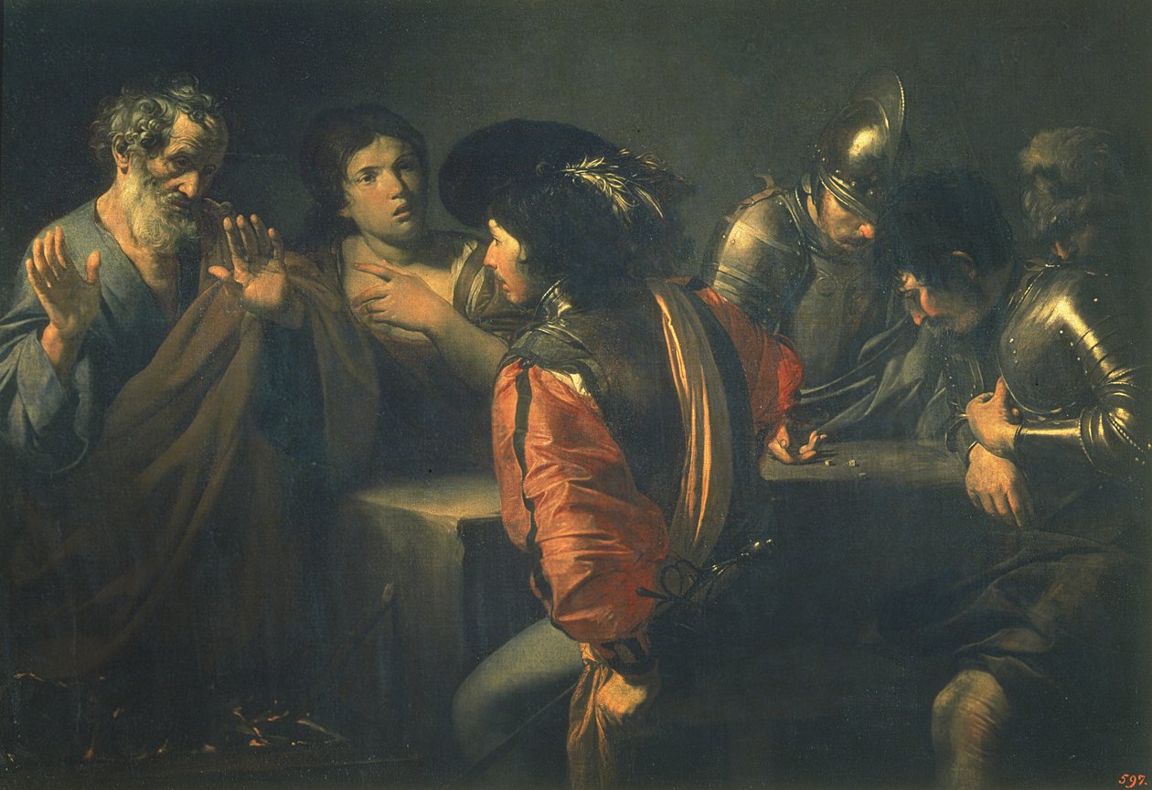Szent Péter tagadása, 1620 alkotó: Valentin de Boulogne