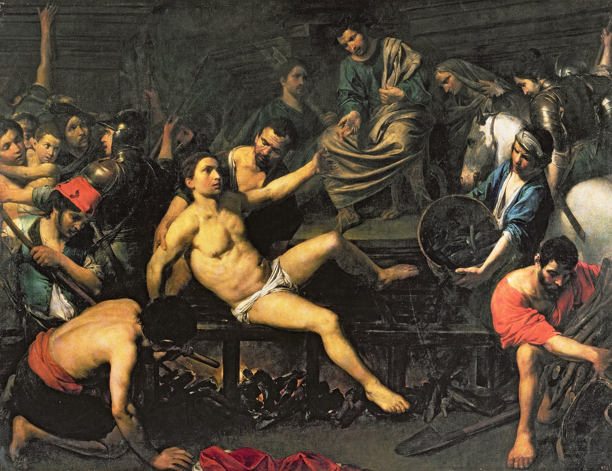 Szent Lőrinc vértanúsága, 162122 körül alkotó: Valentin de Boulogne