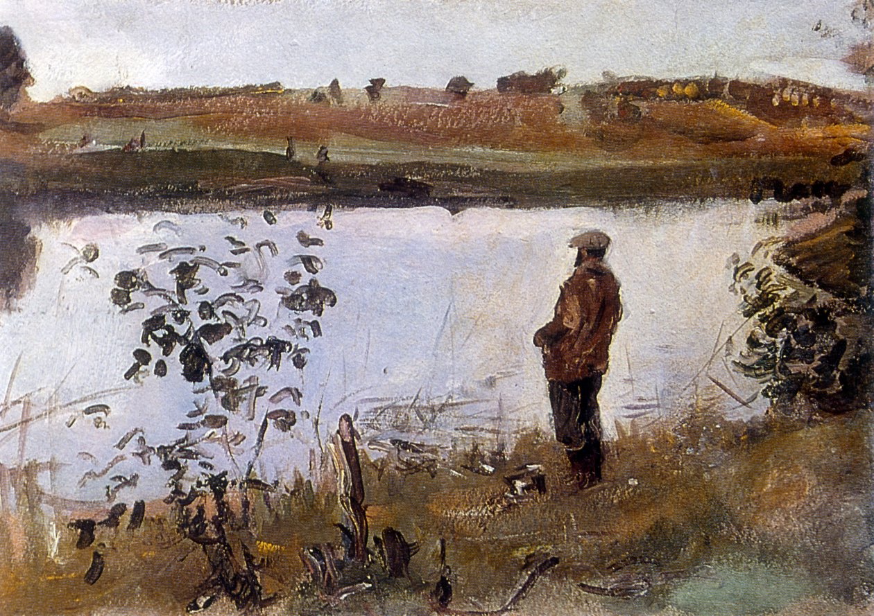 Konsztantyin Korovin művész a folyóparton alkotó: Valentin Aleksandrovich Serov