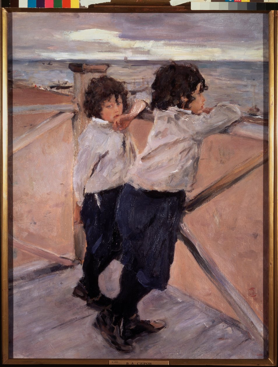 Gyermekek. (Két testvér, fapontonon, a Balti-tenger előtt). Valentin Alekszandrovics Szerov (1865-1911) festménye, olaj, vászon alkotó: Valentin Aleksandrovich Serov