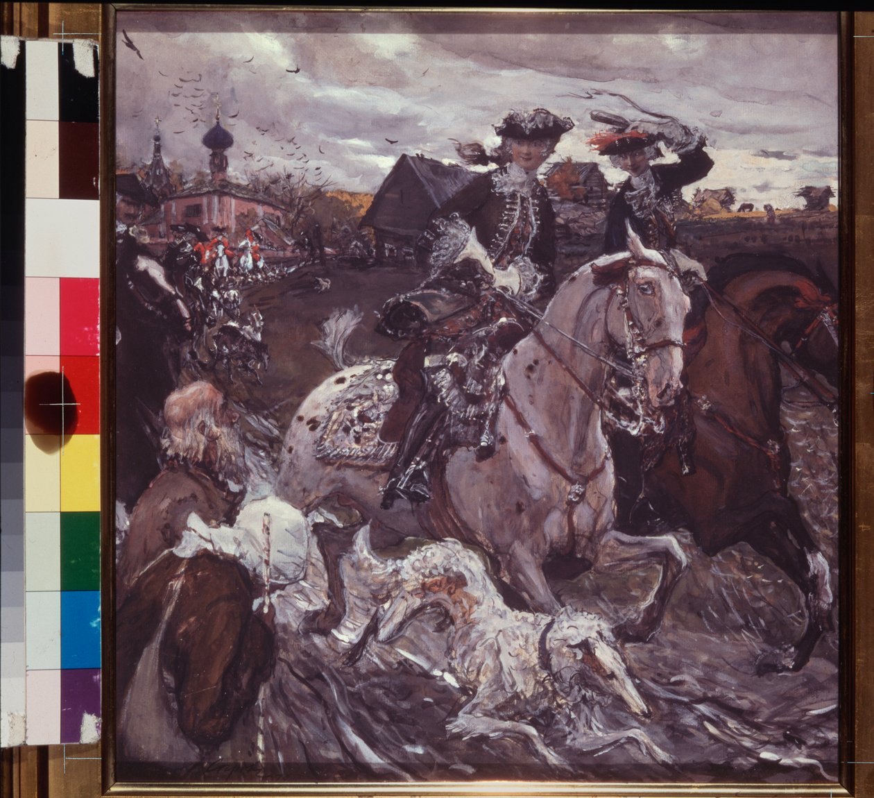 II. Péter cár (1715-1730) és Erzsébet koronahercegnő (Elisabeth Christine of Brunswick Wolfenbuttel) lovaglása alkotó: Valentin Aleksandrovich Serov