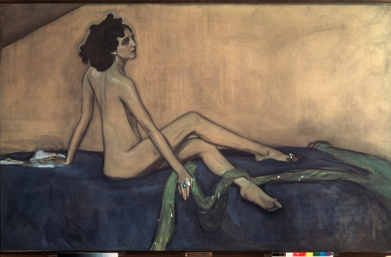 Ida Rubinstein (1885-1960) balerina portréja. Valentin Alekszandrovics Szerov (1865-1911) munkája, tempera és fekete kréta vásznon alkotó: Valentin Aleksandrovich Serov