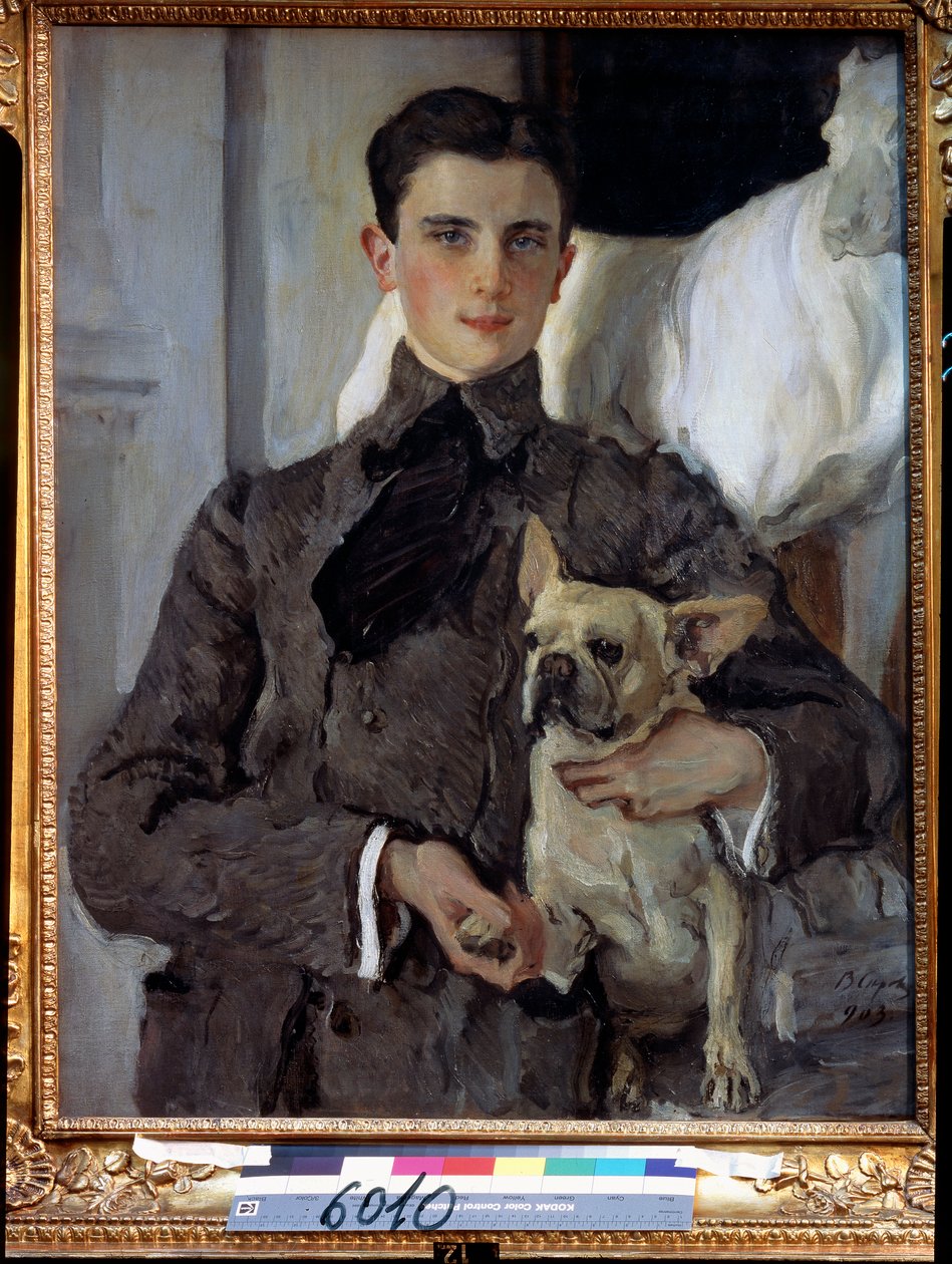 Felix Youssoupoff herceg, Soumarokov Elston gróf (1887-1967) portréja egy kutyával. (Félix Jusupov herceg, Sumarokov Elston gróf portréja kutyával). Valentin Alekszandrovics Szerov (1865-1911) festménye, olaj, vászon alkotó: Valentin Aleksandrovich Serov