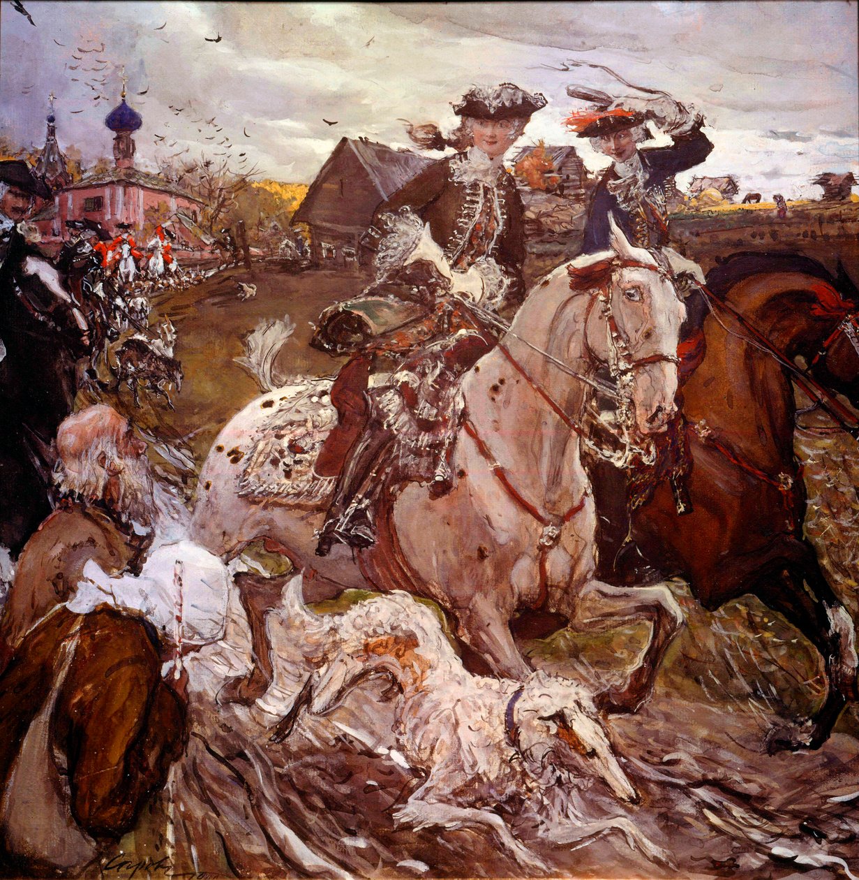 Erzsébet Petrovna hercegnő (1709-1762) (a jövőbeli orosz Erzsébet Iere) és II. Péter (1715-1730) vadászik Valentine Alekszandrovics Szerov (1865-1911) festménye alkotó: Valentin Aleksandrovich Serov