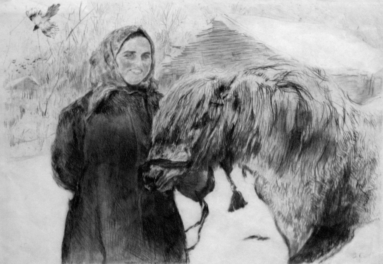 Serow nő lóval alkotó: Valentin Aleksandrovich Serov