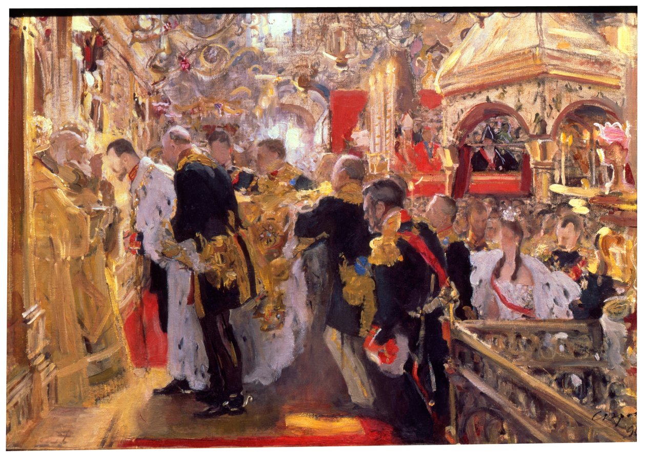 „II. Miklós császár megkoronázása a Nagyboldogasszony-székesegyházban”, 1896 alkotó: Valentin Serov