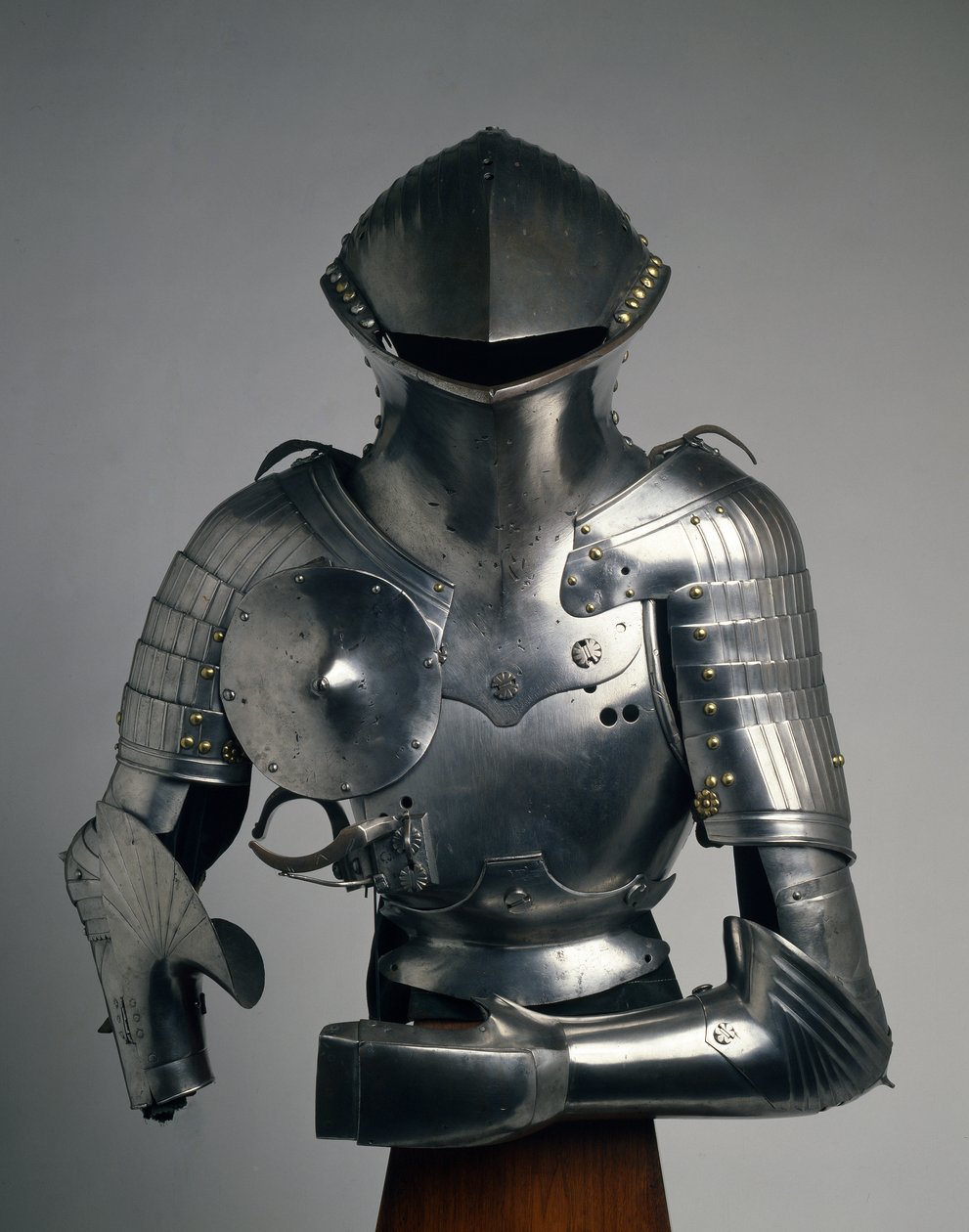 Kompozit Stechzeug, páncél a „német versenyhez”, 1480-1540 körül (acél, vas, sárgaréz és bőr) alkotó: Valentin Siebenburger