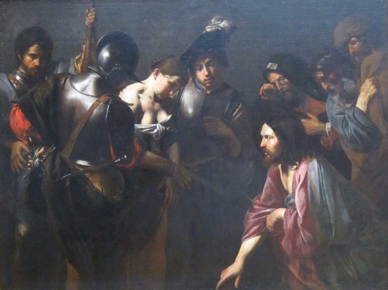 Krisztus és a házasságtörő nő alkotó: Valentin de Boulogne
