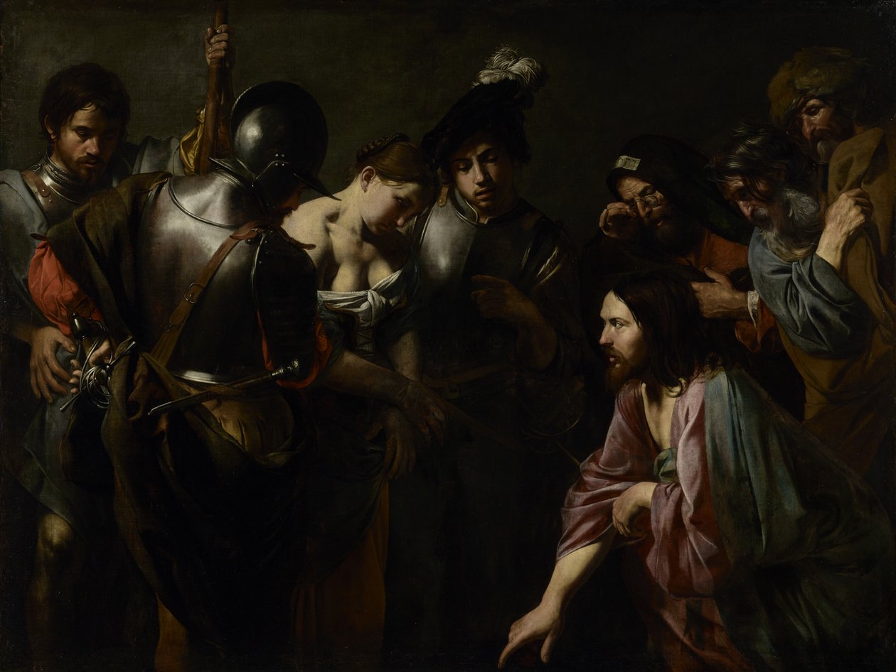 Krisztus és a házasságtörő nő alkotó: Valentin de Boulogne