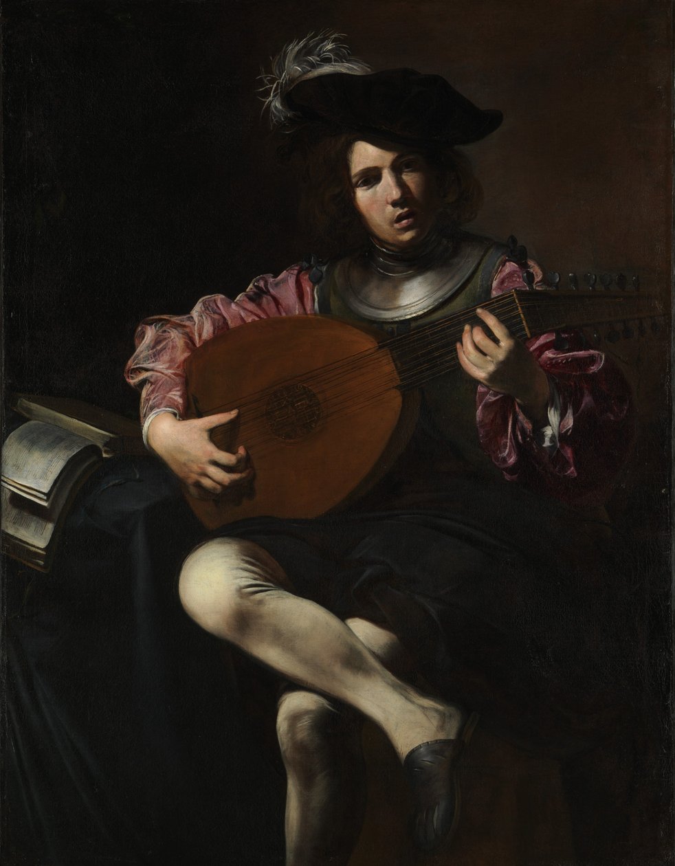 Lantjátékos, 1625-26 körül (olaj, vászon) alkotó: Valentin de Boulogne