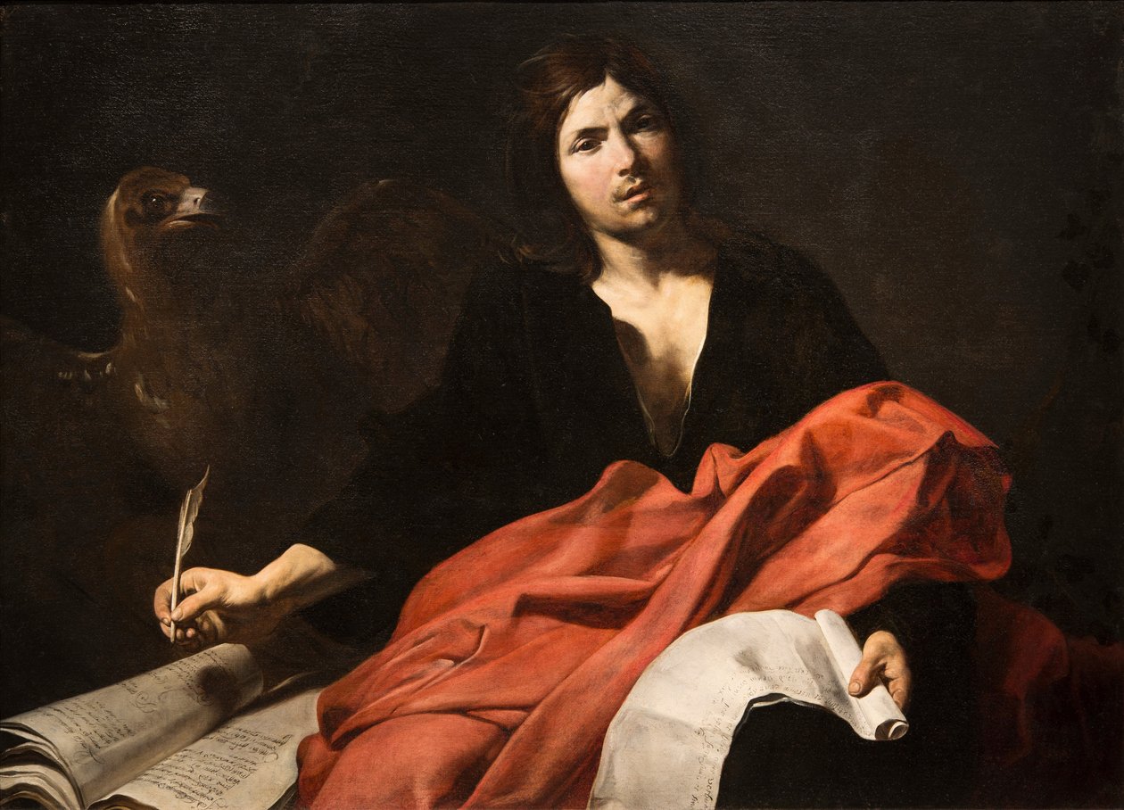 Szent János evangélista, Boulogne-i Valentin (1591-1632). Olajfestmény alkotó: Valentin de Boulogne