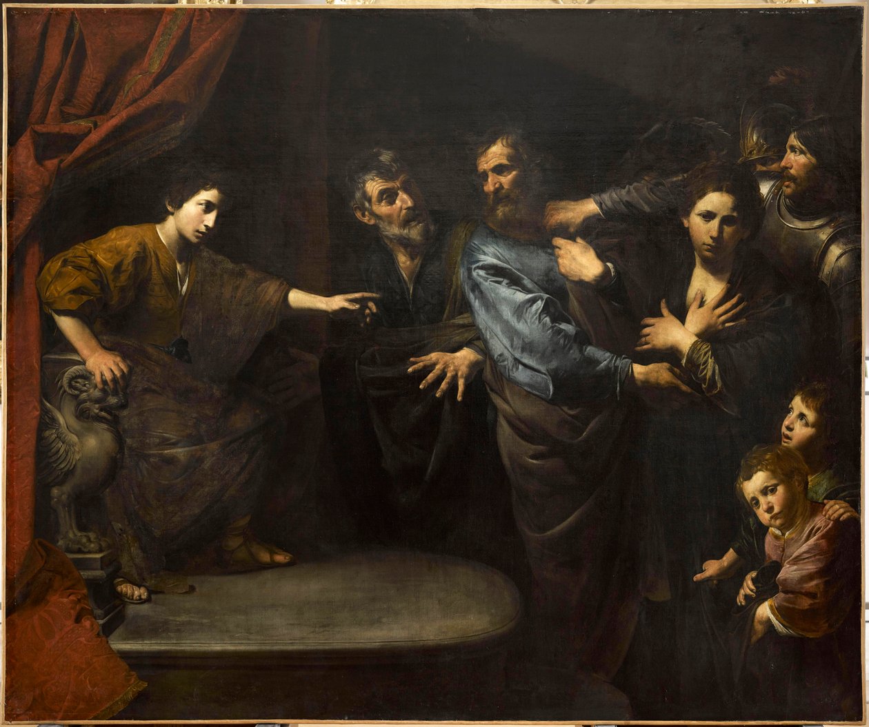 A felismert Suzanne ártatlansága avagy Daniel ítélete – Susanna ártatlansága vagy Dániel ítélete, Valentin de Boullogne (1591-1632). Olajfestmény alkotó: Valentin de Boulogne