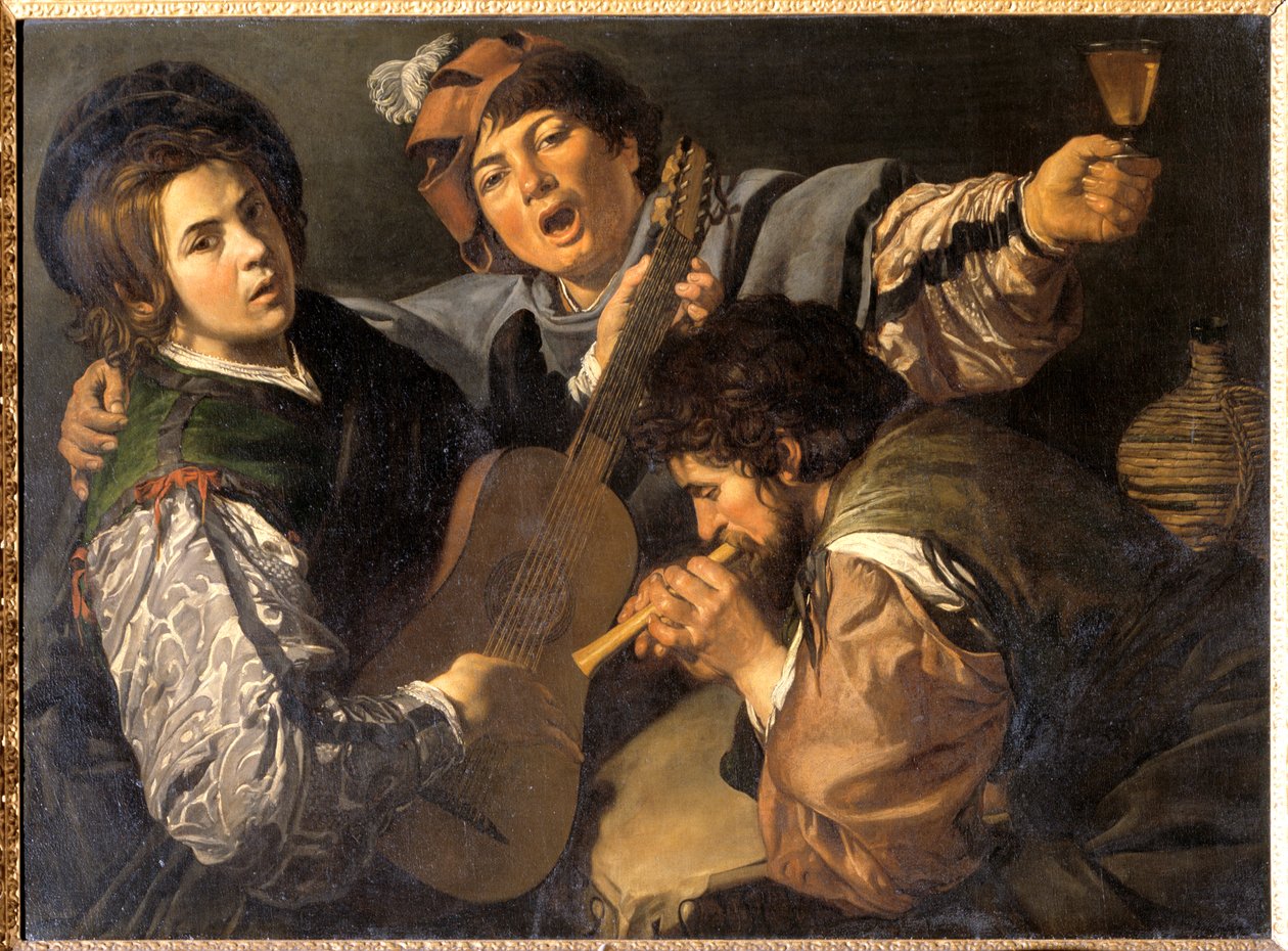 Három zenélő férfi, 1616 körül (olaj, vászon) alkotó: Valentin de Boulogne
