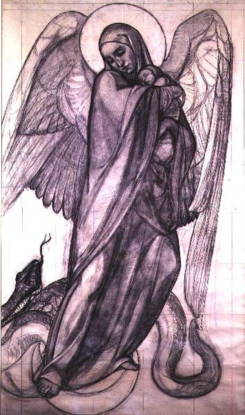 Az Apokalipszis Szűze, 1925 (szén és ceruza papíron) alkotó: Valentine Reyre
