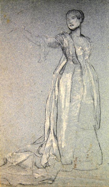 Tanulmány az „A menüett”-hez, 1870 körül (kréta papíron) alkotó: Valentine Cameron Prinsep