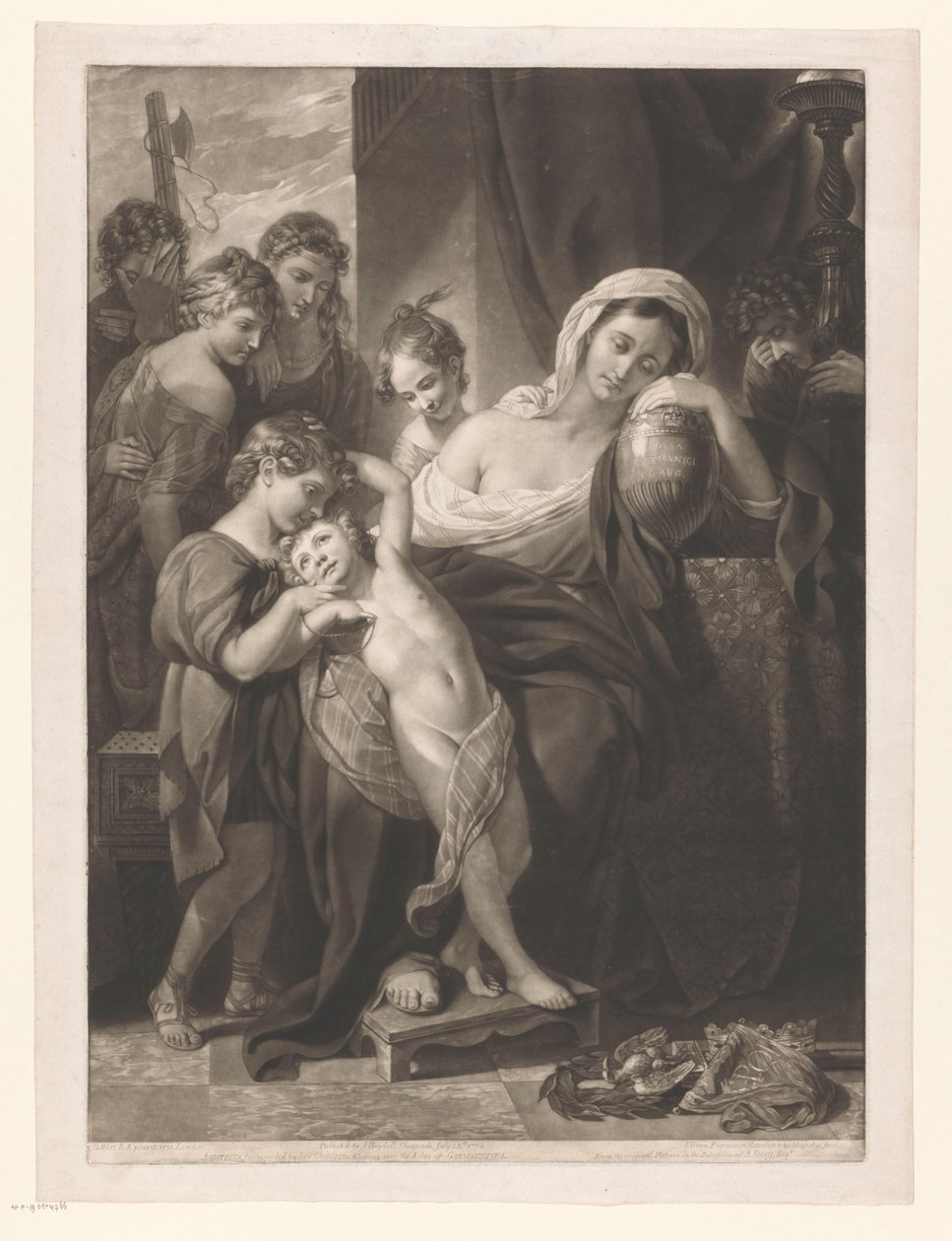 Idősebb Agrippina, aki Germanicus hamvaival gyászol Agrippina, gyermekeitől körülvéve, akik Germannicus hamvait siratják (cím a tárgyon) alkotó: Valentine Green
