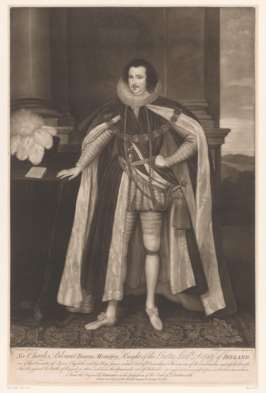 Charles Blount portréja Sir Charles Blount Baron Mountjoy, a Parter lovagja, Írország Lord helyettese (cím a tárgyon) alkotó: Valentine Green
