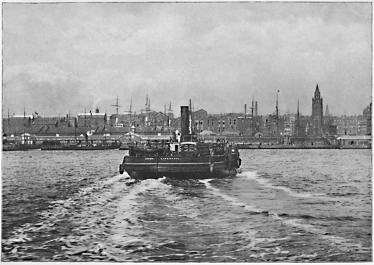 Liverpool, a Mersey-ből, 1896 alkotó: Valentine and Sons Ltd